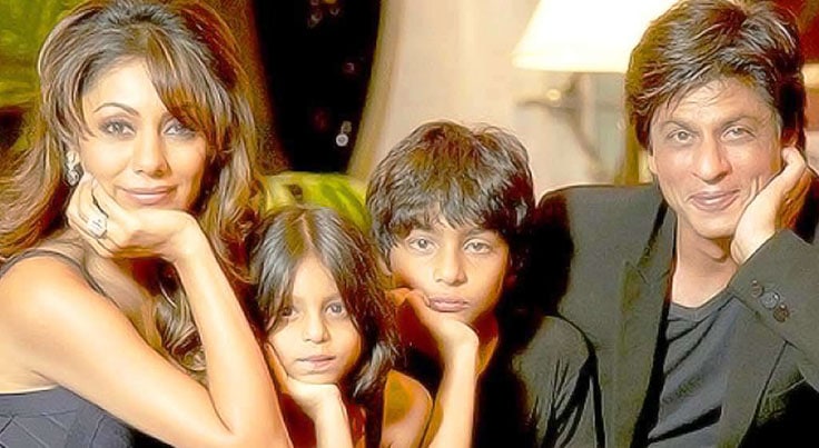 Shah Rukh Khan and wife Gauri with son Aryan and daughter Suhana.